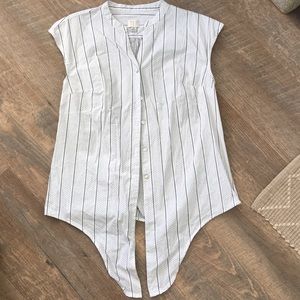 A New Day | Cap Sleeve Tie Front Button Down Top